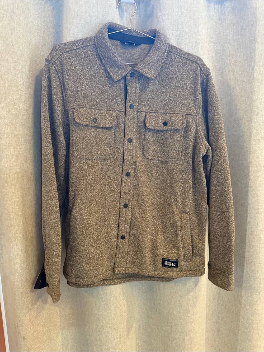 Eddie Bauer- Men's Heathered Brown Button-Front Jacket